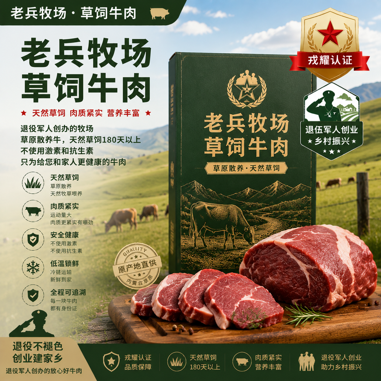 老兵牧场·草饲牛肉